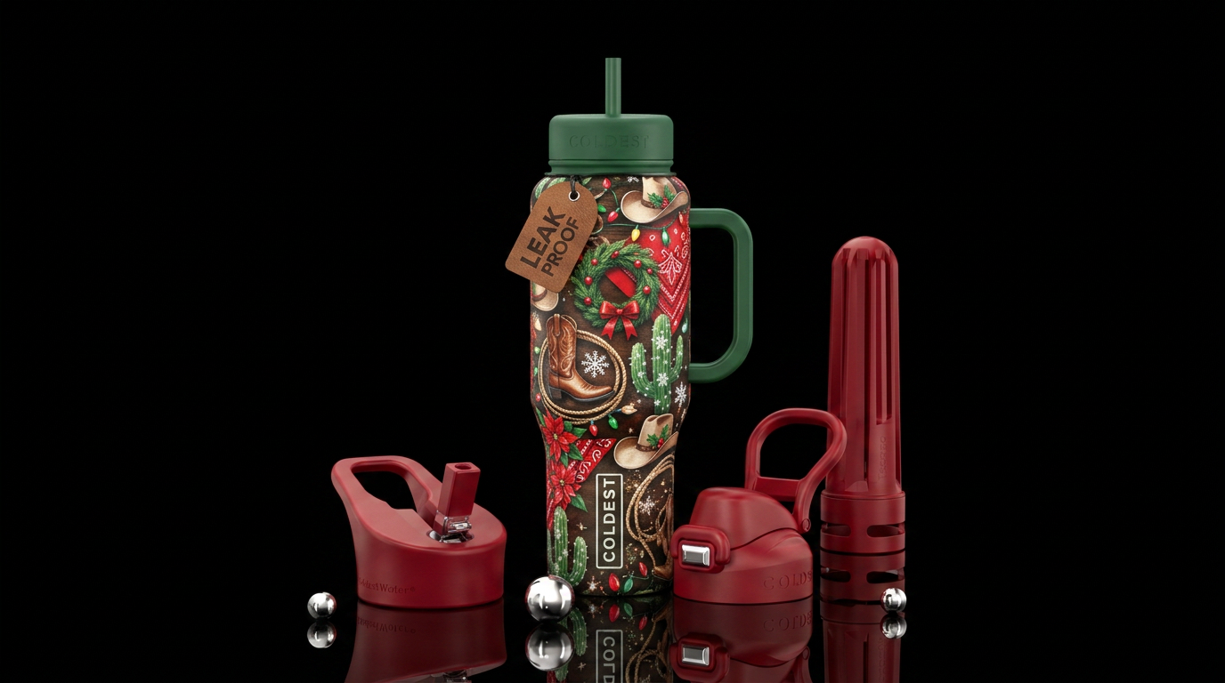 Cowboy christmas water bottle design
