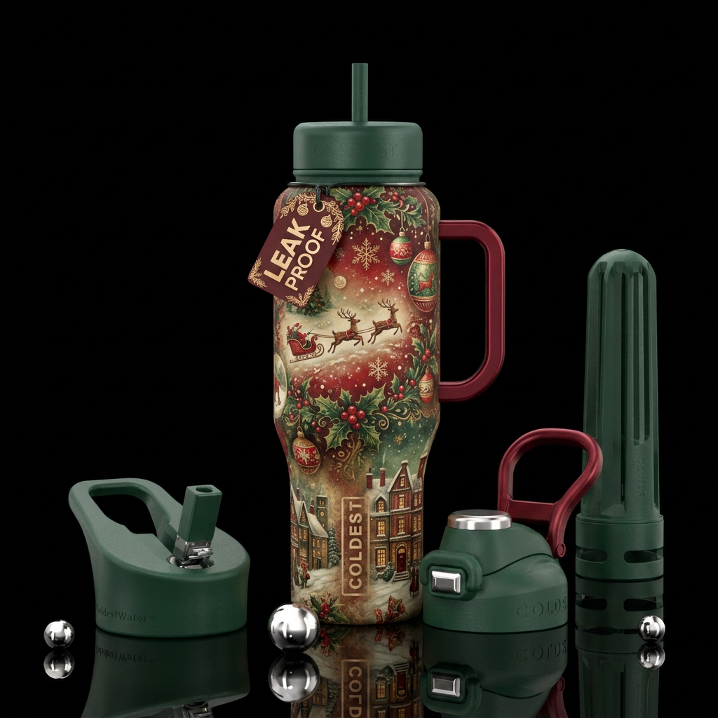 Christmas, nostalgic water bottle design