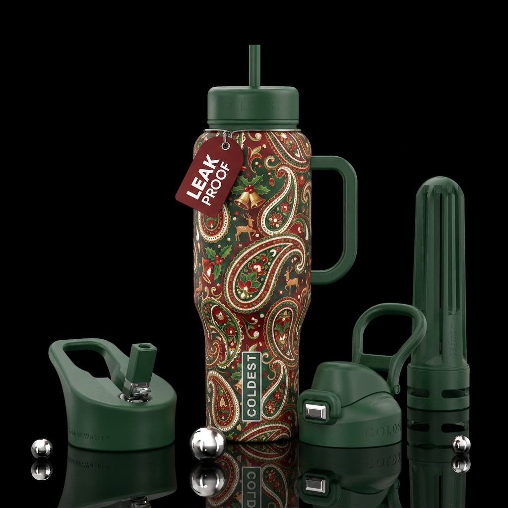 Christmas paisley water bottle design