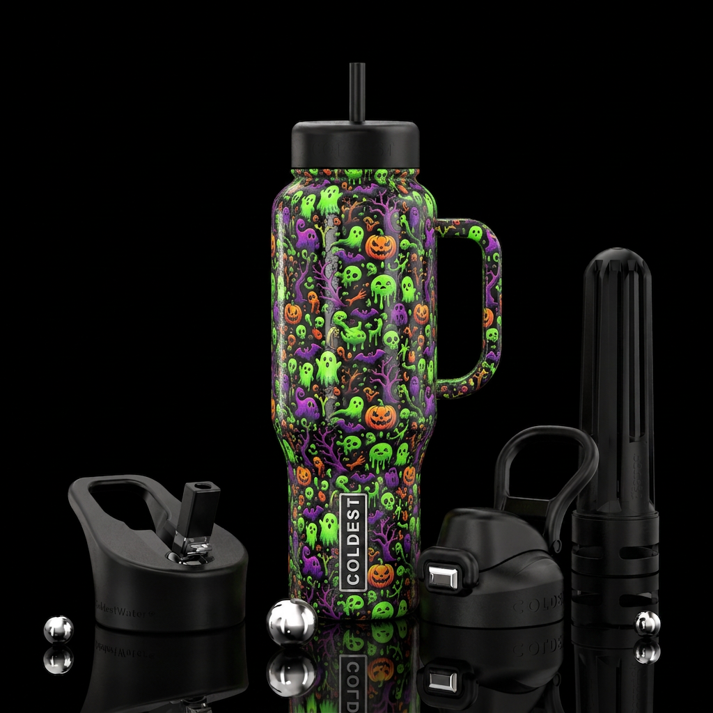 Radioactive, halloween water bottle design