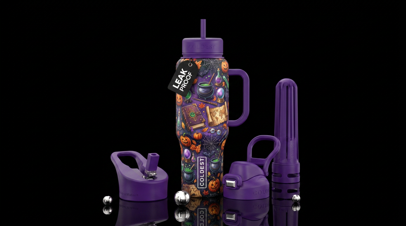 Witch book club, halloween water bottle design