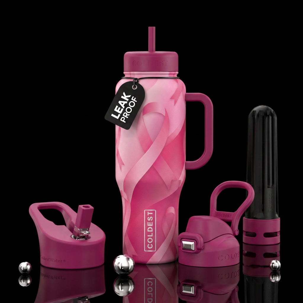 Breast cancer water bottle design