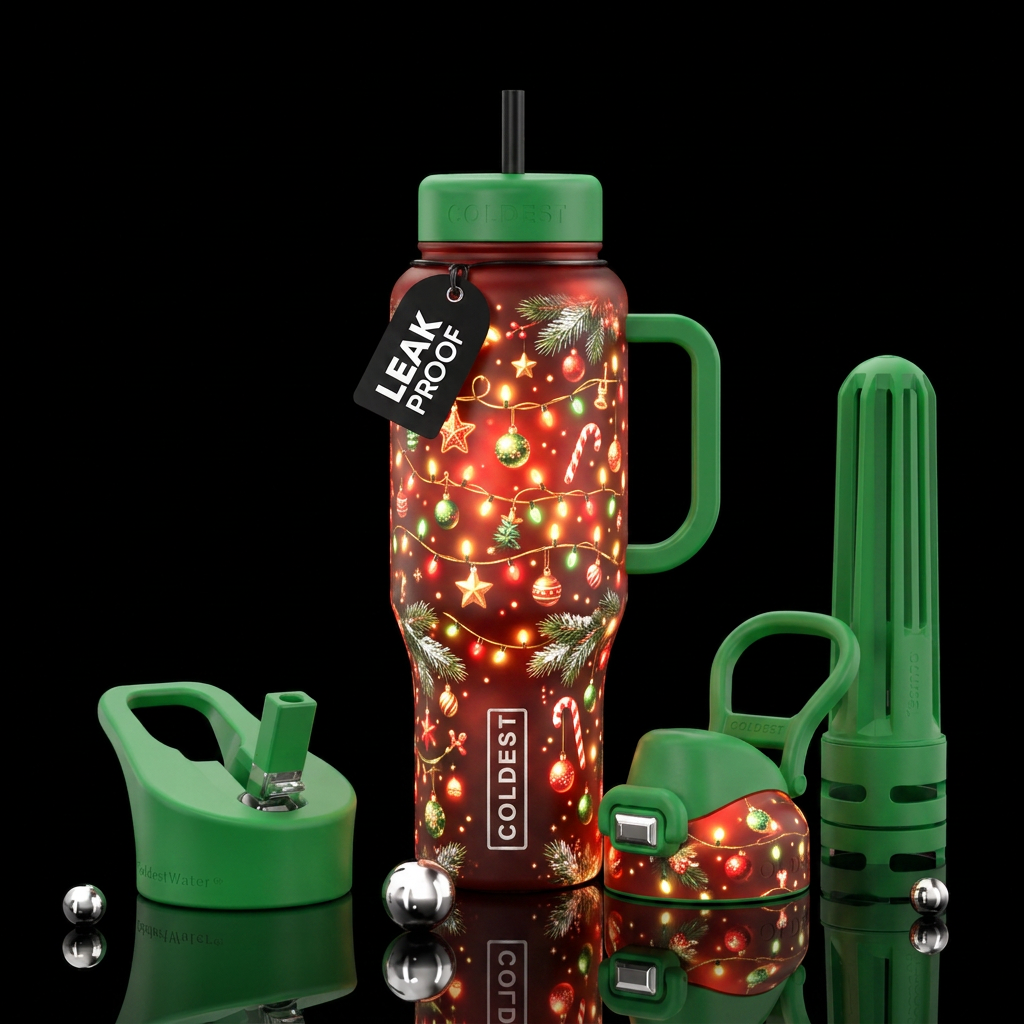 Christmas, glowie water bottle design
