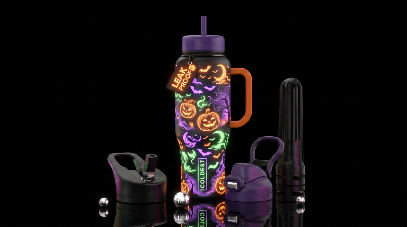 Halloween, glowie water bottle design