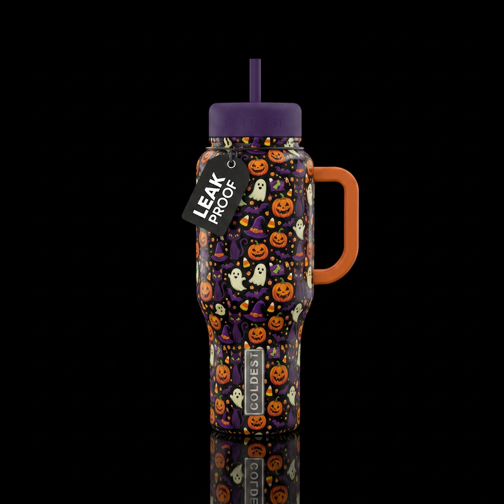 Halloween tile water bottle design