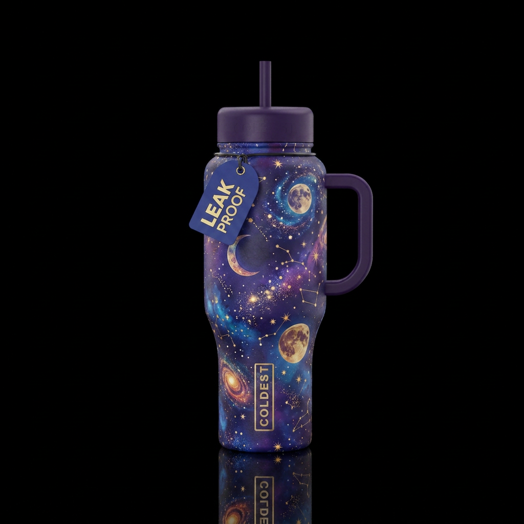Celestial, moon, elegant water bottle design