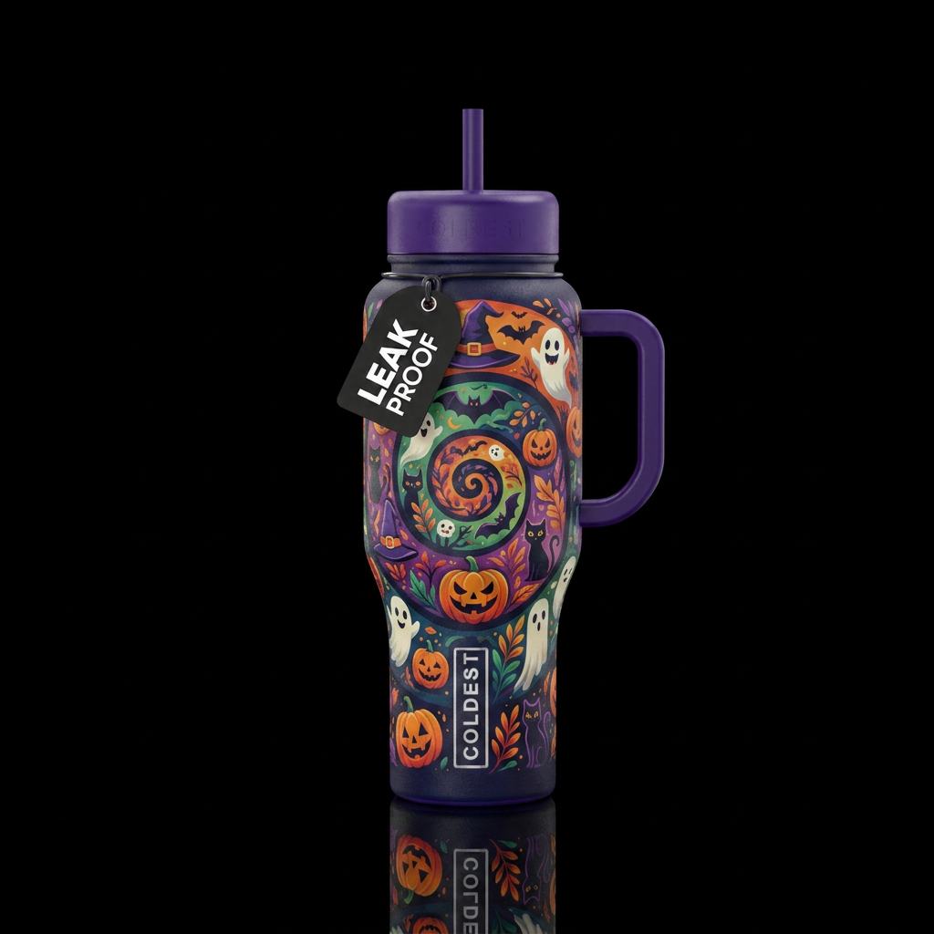Halloween spiral water bottle design