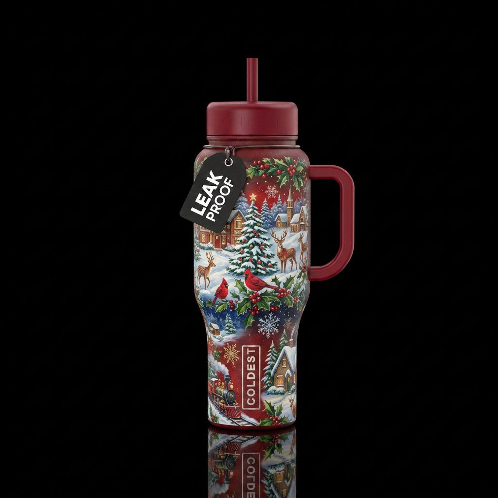 Christmas painting water bottle design