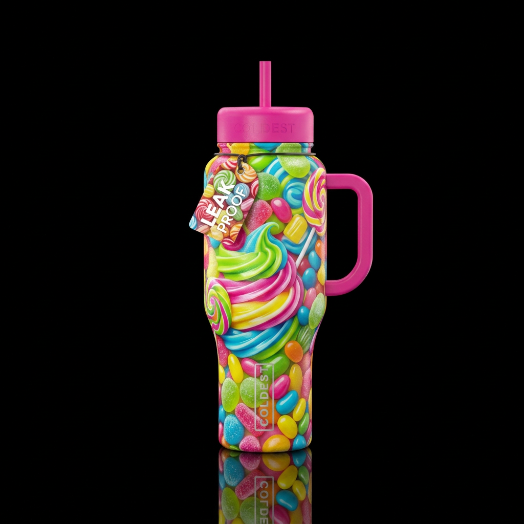 Candy land bright colors water bottle design