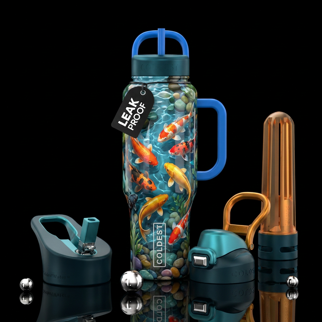 Koi pond water bottle design