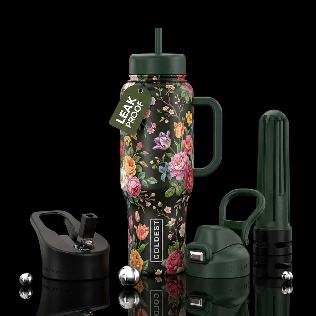 Blooming garden water bottle design