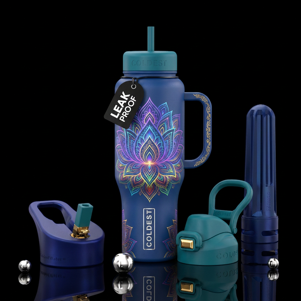 Lotus manadala water bottle design