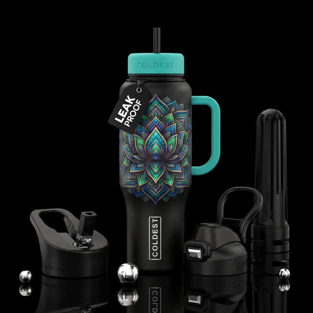 Lotus manadala water bottle design
