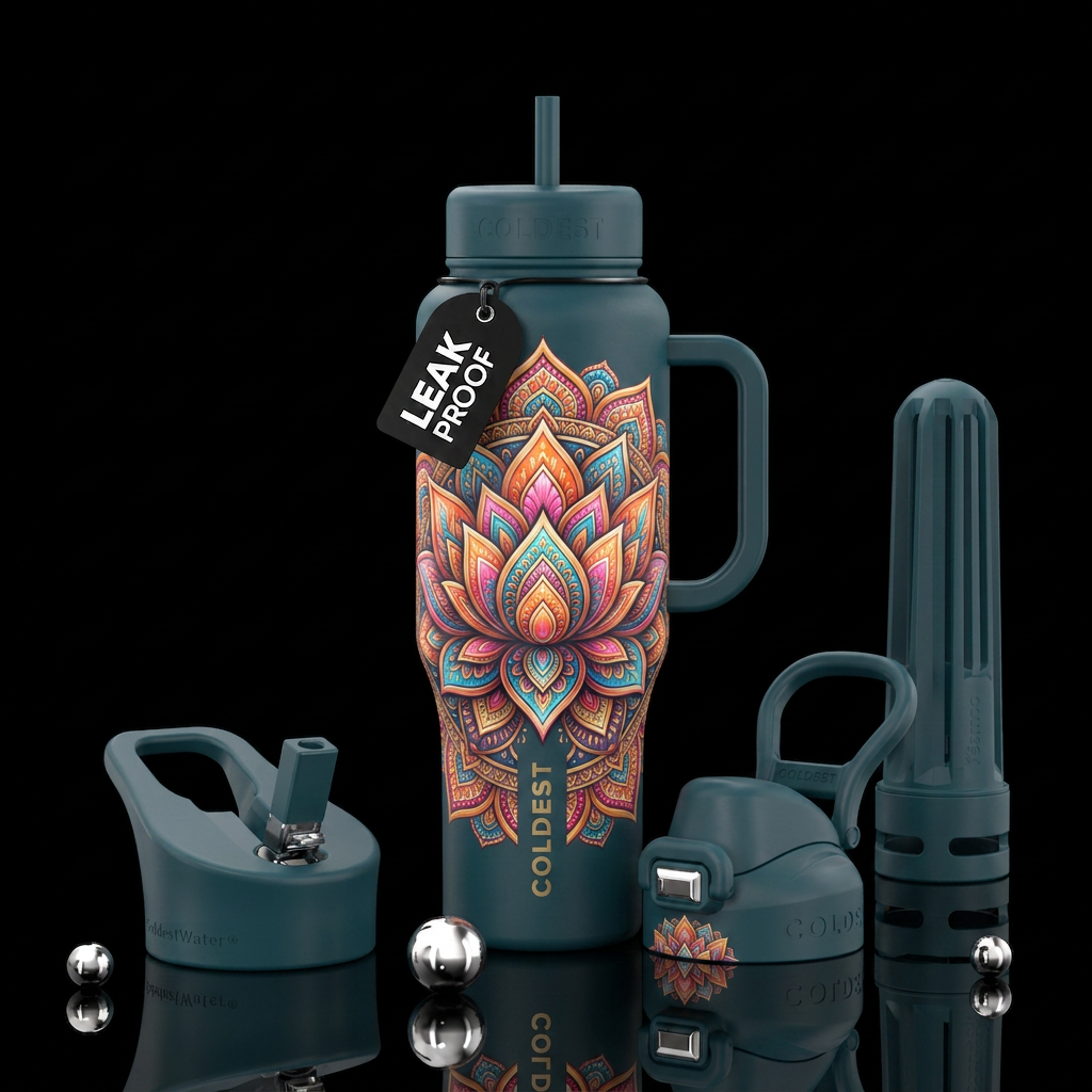 Lotus manadala water bottle design