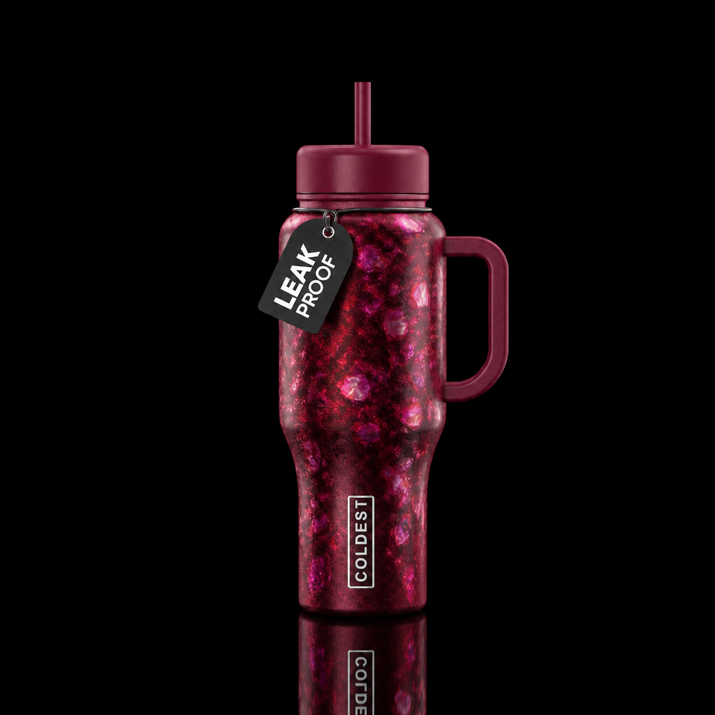 Burgundy opal water bottle design