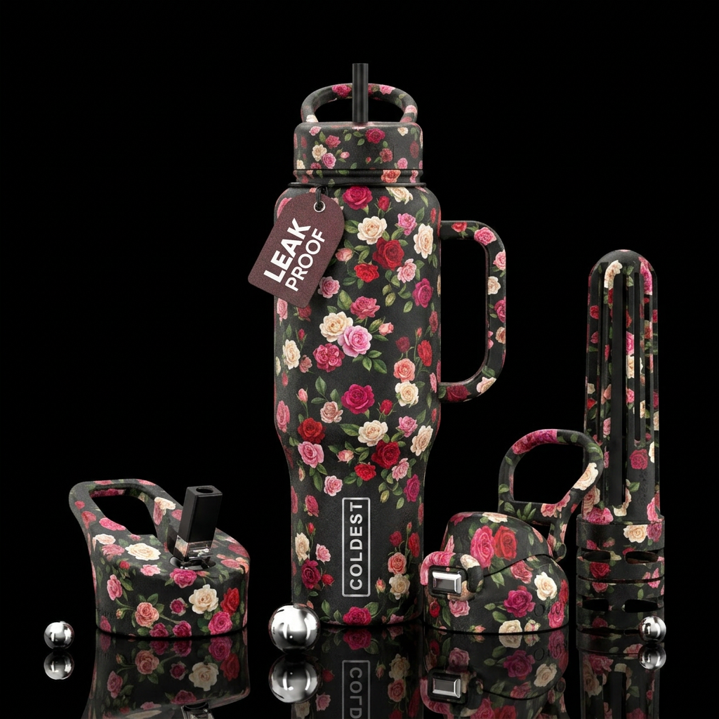 Small roses water bottle design