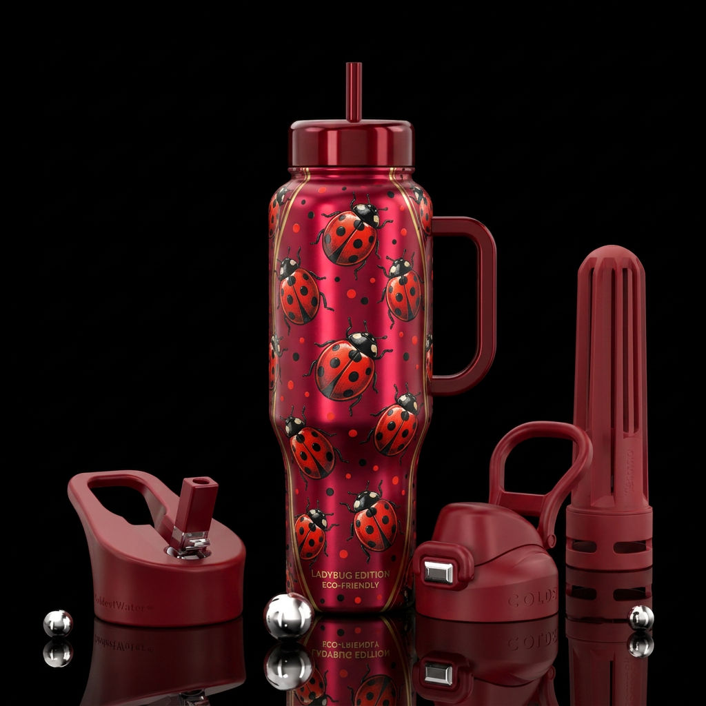 Lady bug water bottle design