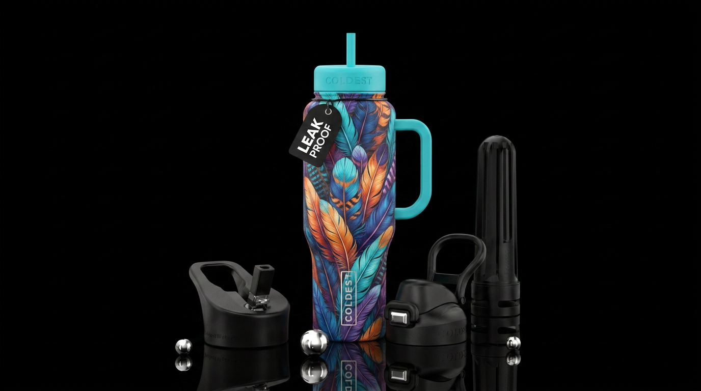Native feathers water bottle design