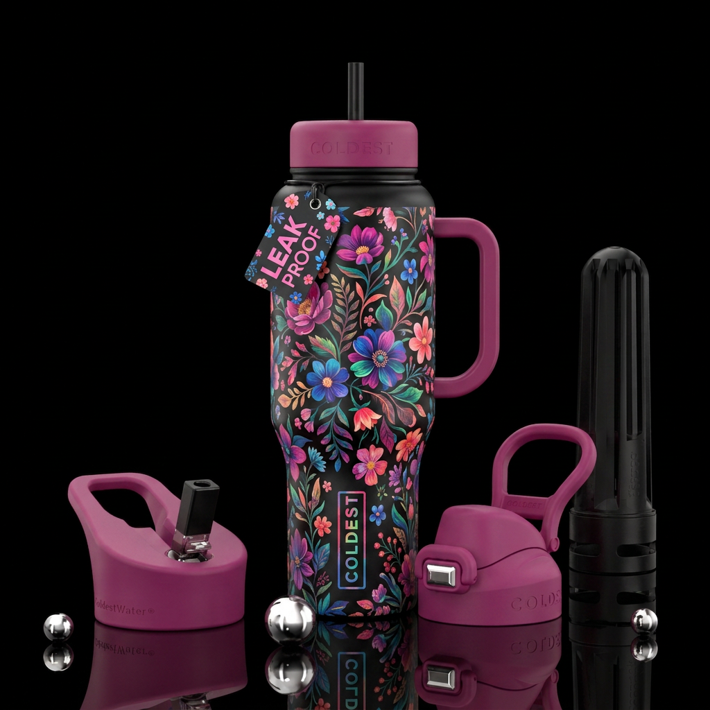 Flowers water bottle design