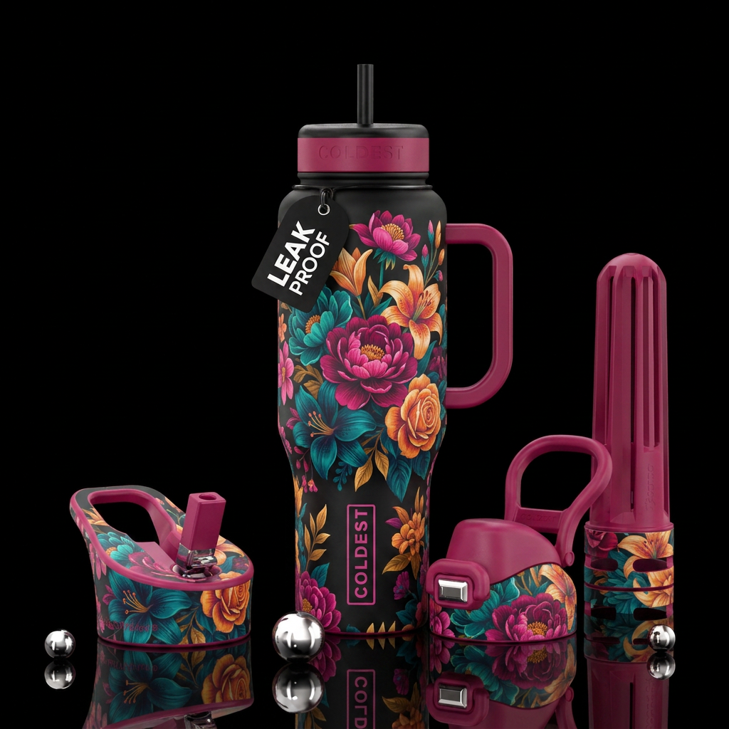 Flowers water bottle design
