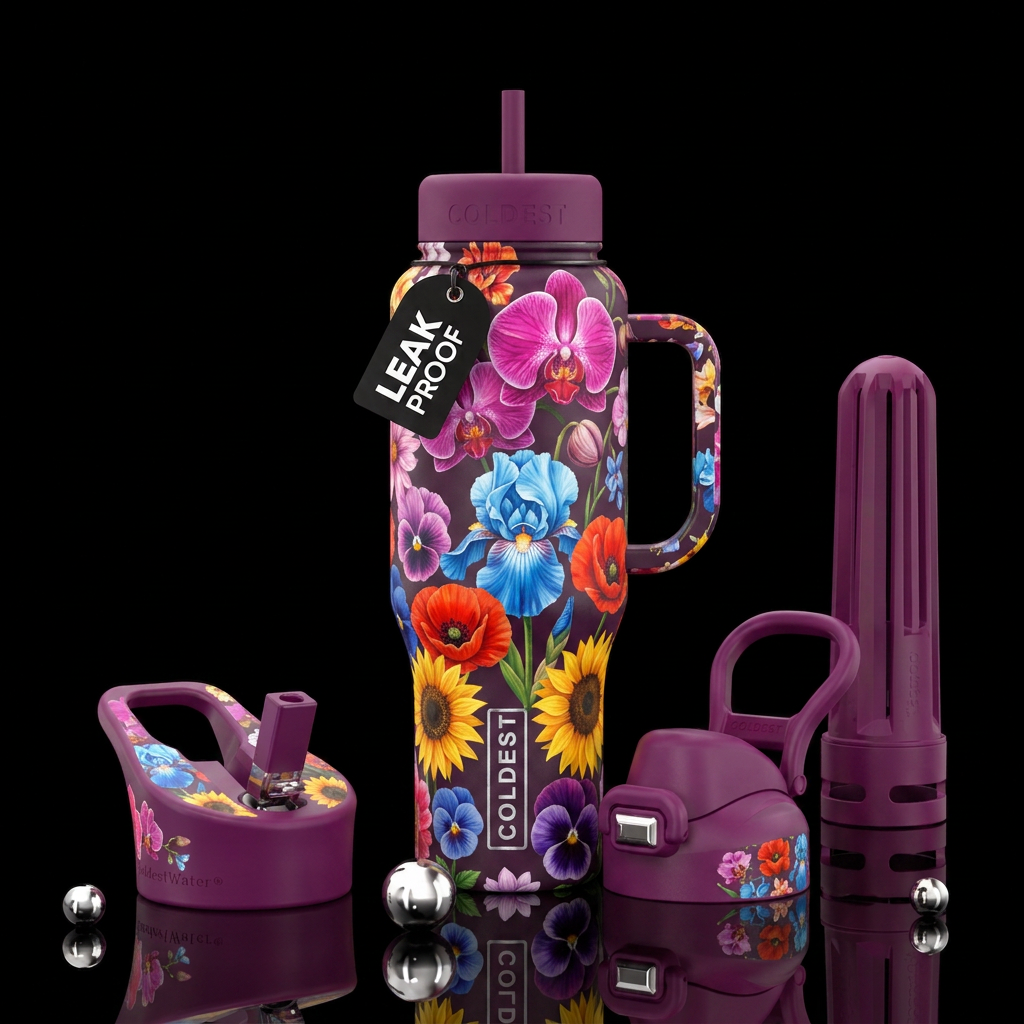 Flowers water bottle design