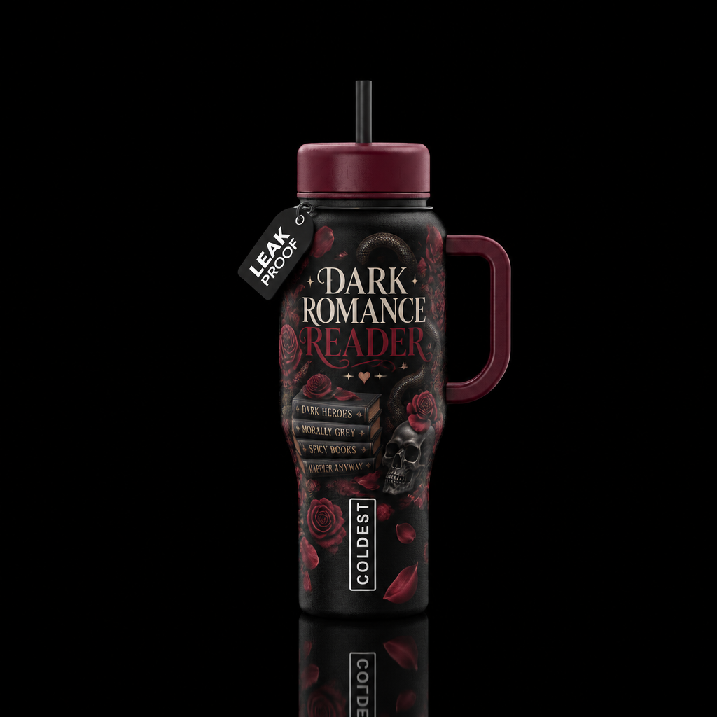 Dark romance reader water bottle design