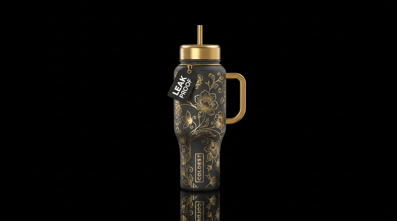 Gilded Floral water bottle design