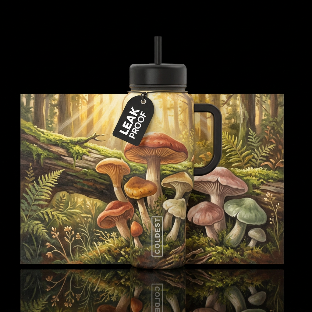 Mushroom Grove water bottle design