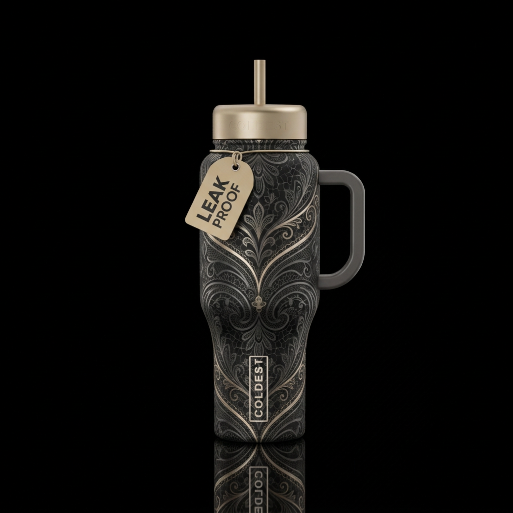 Lace & Gold water bottle design