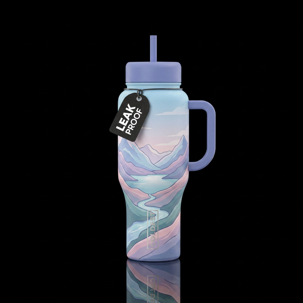 Soft Mountain Valley water bottle design