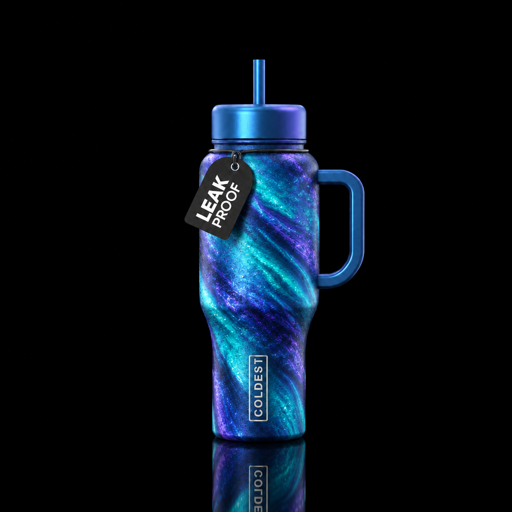 Peacock Shimmers water bottle design
