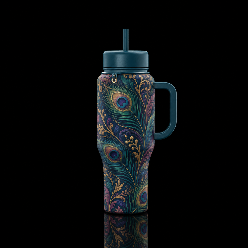Midnight Peacock water bottle design