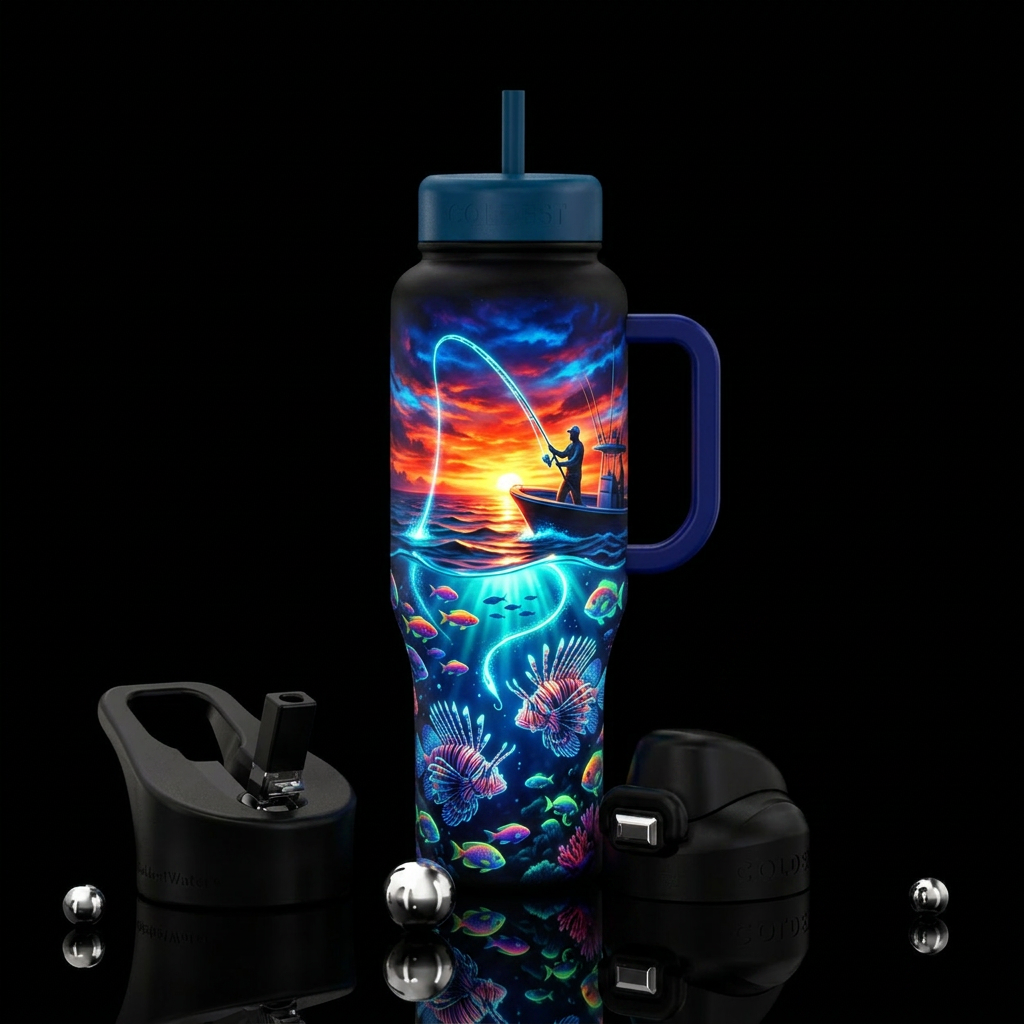Glowie fishing water bottle design