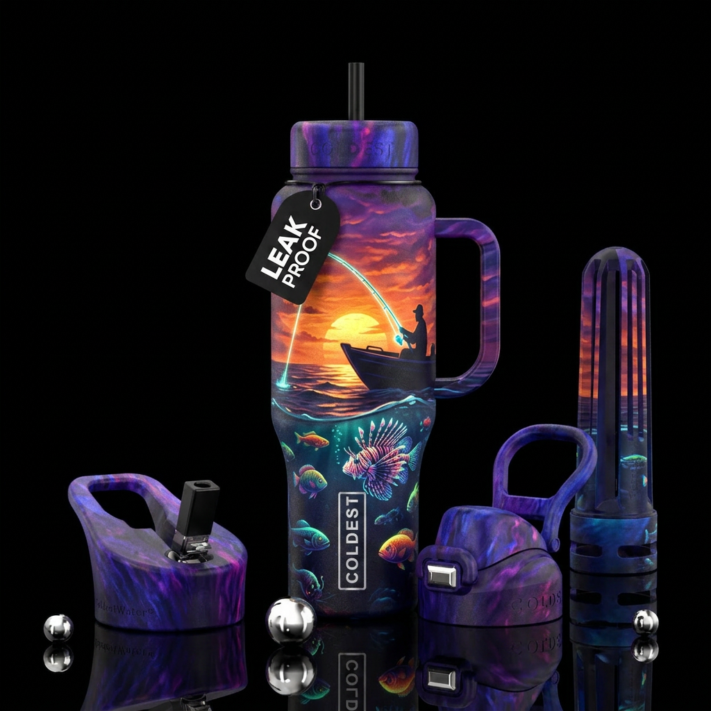 Fishing in the dark water bottle design