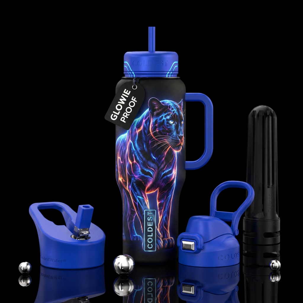 Glowie panther water bottle design