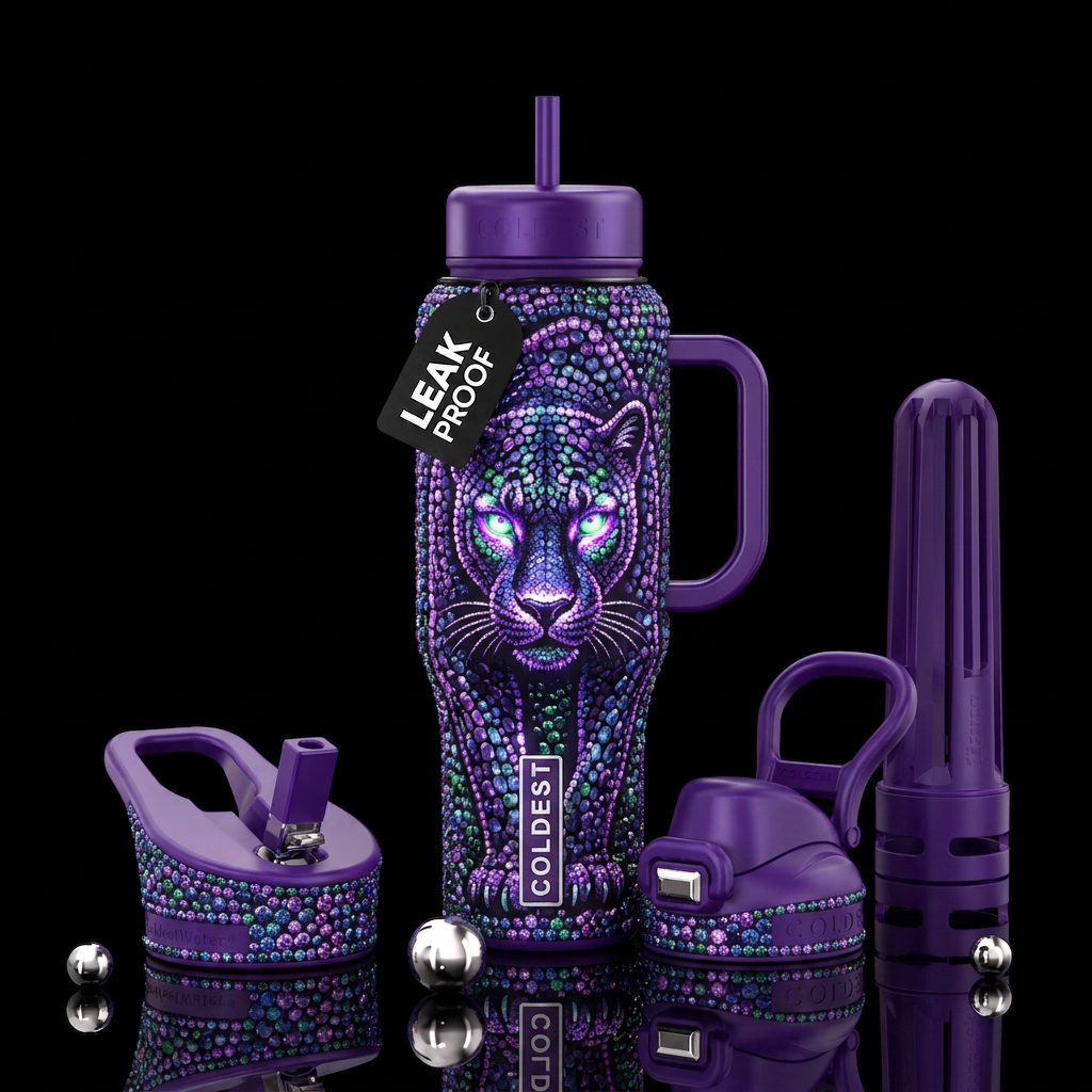 Gemstone panther water bottle design