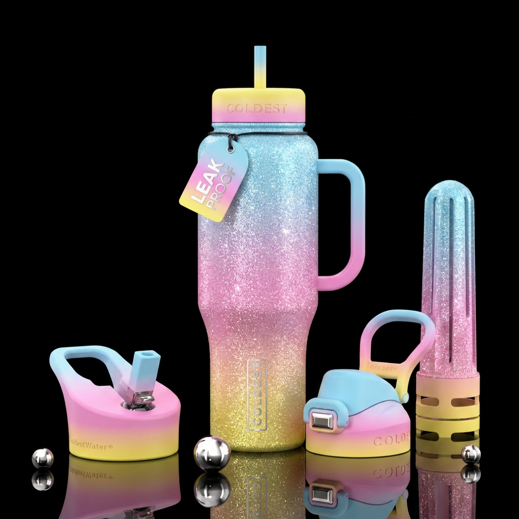Sparkly sunset nova water bottle design