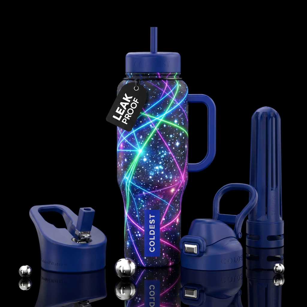 Laser light show water bottle design