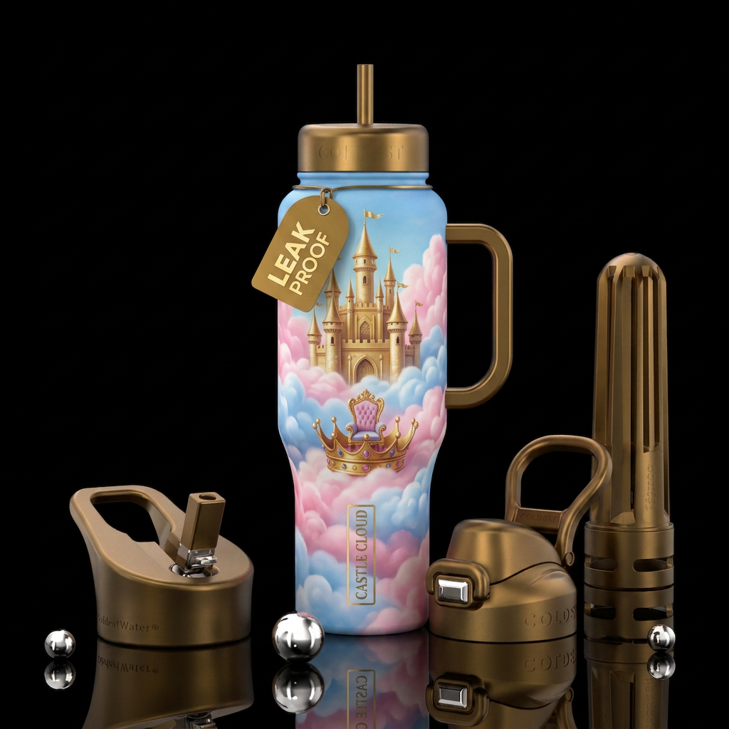 The golden castle water bottle design