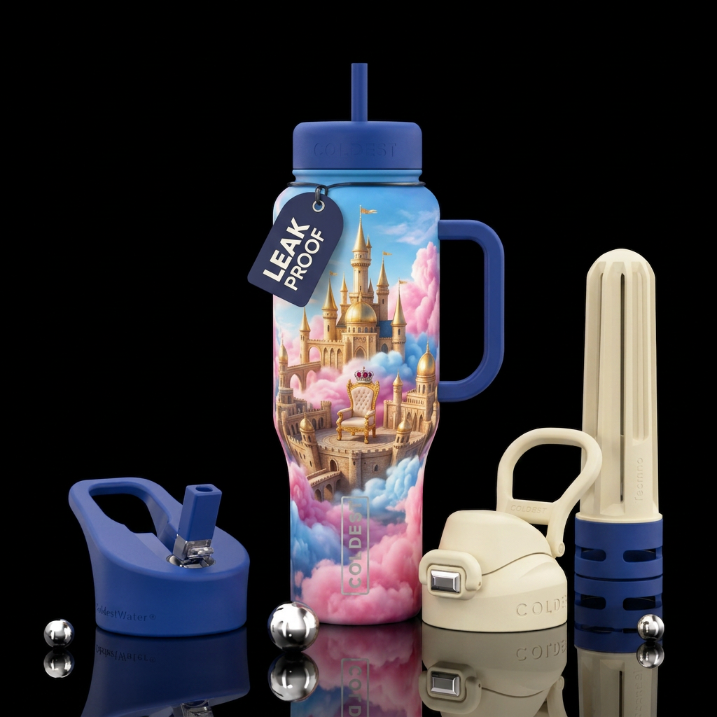 Golden castle water bottle design