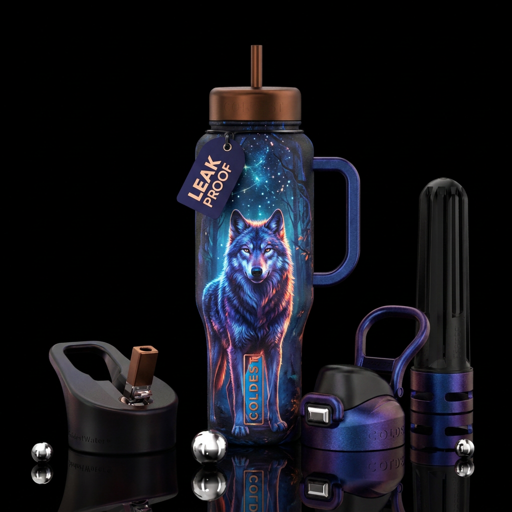Glowie wolf water bottle design