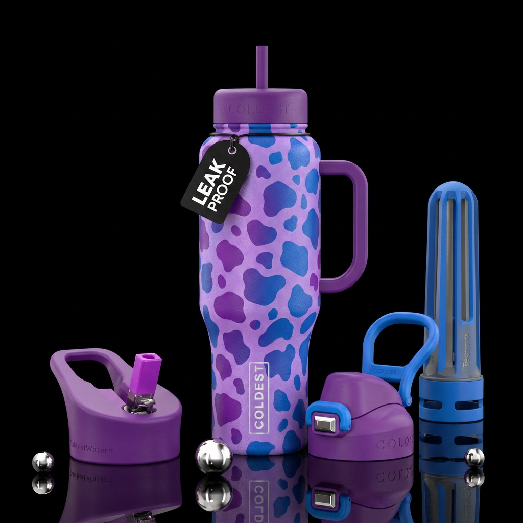 Blue and purple cow 🐄 water bottle design