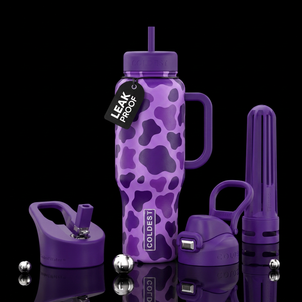 Purple cow water bottle design
