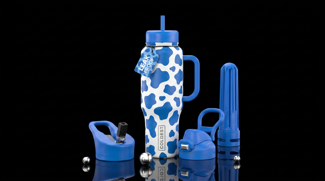 Blue cow water bottle design