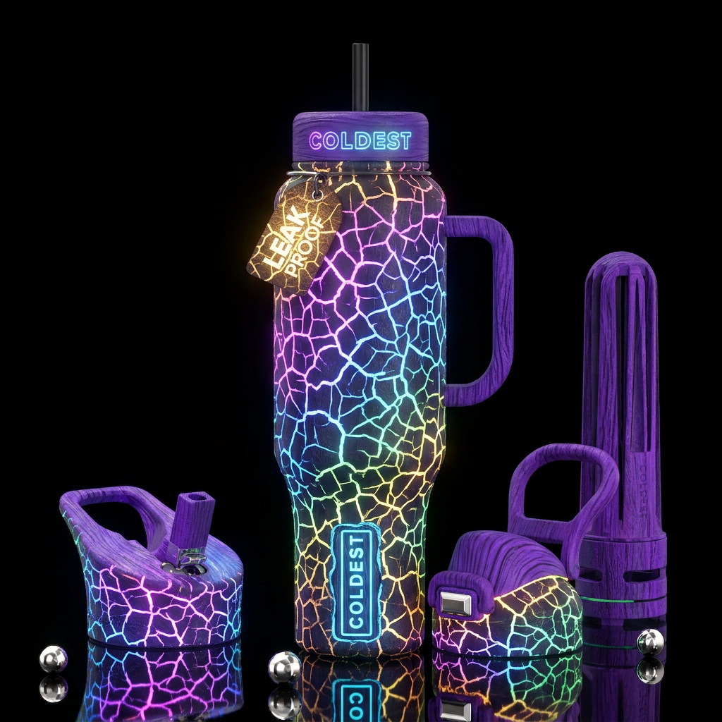 Cracked art water bottle design