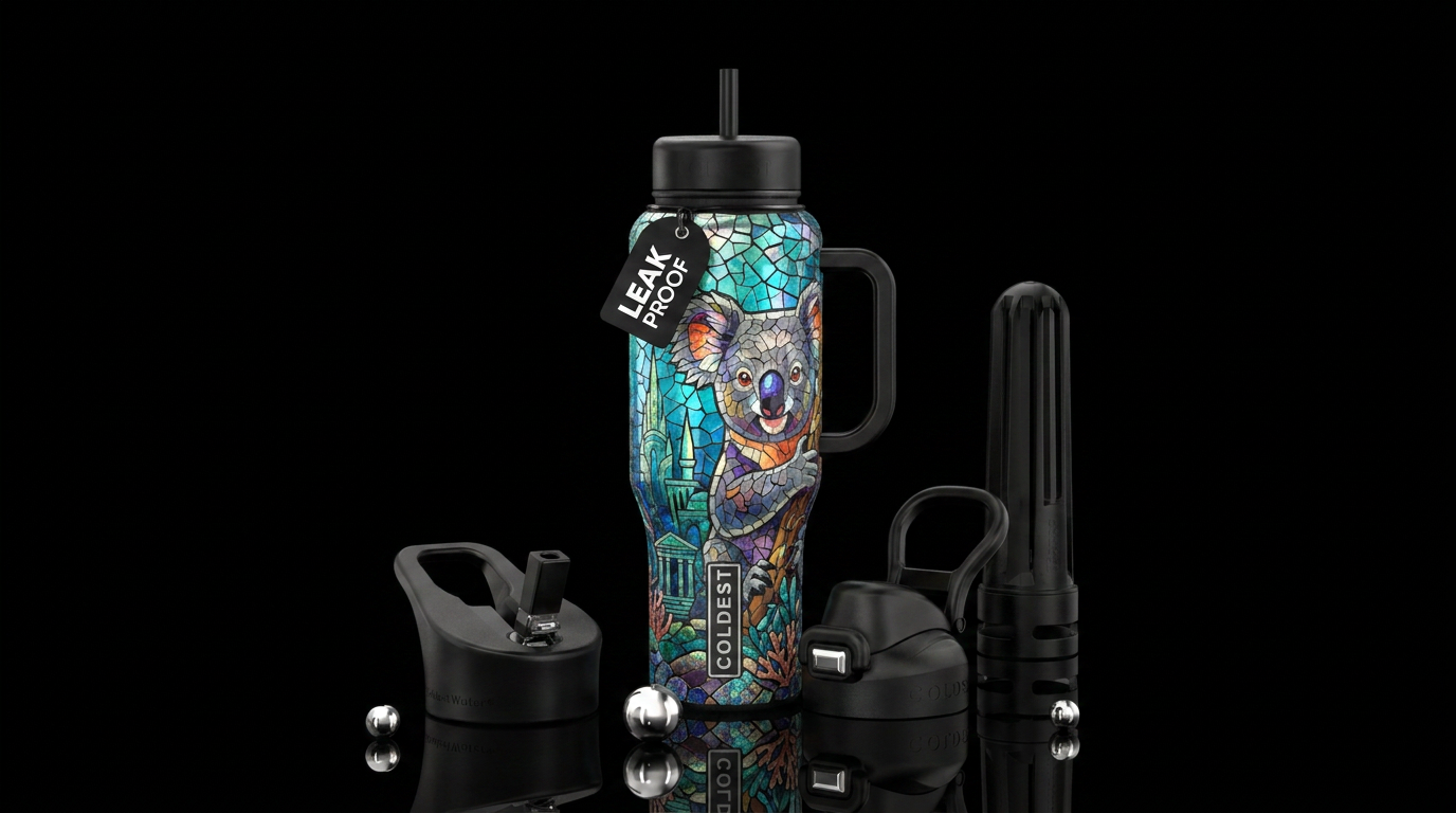 Cracked art water bottle design