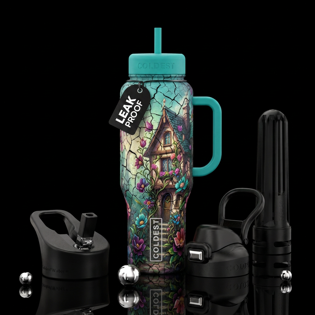 Cracked art water bottle design