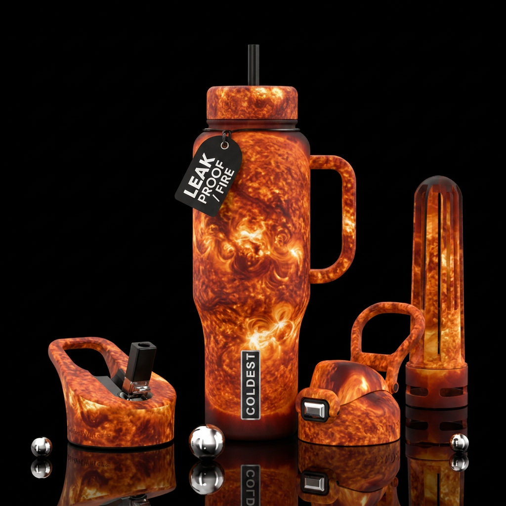 Exploding sun water bottle design