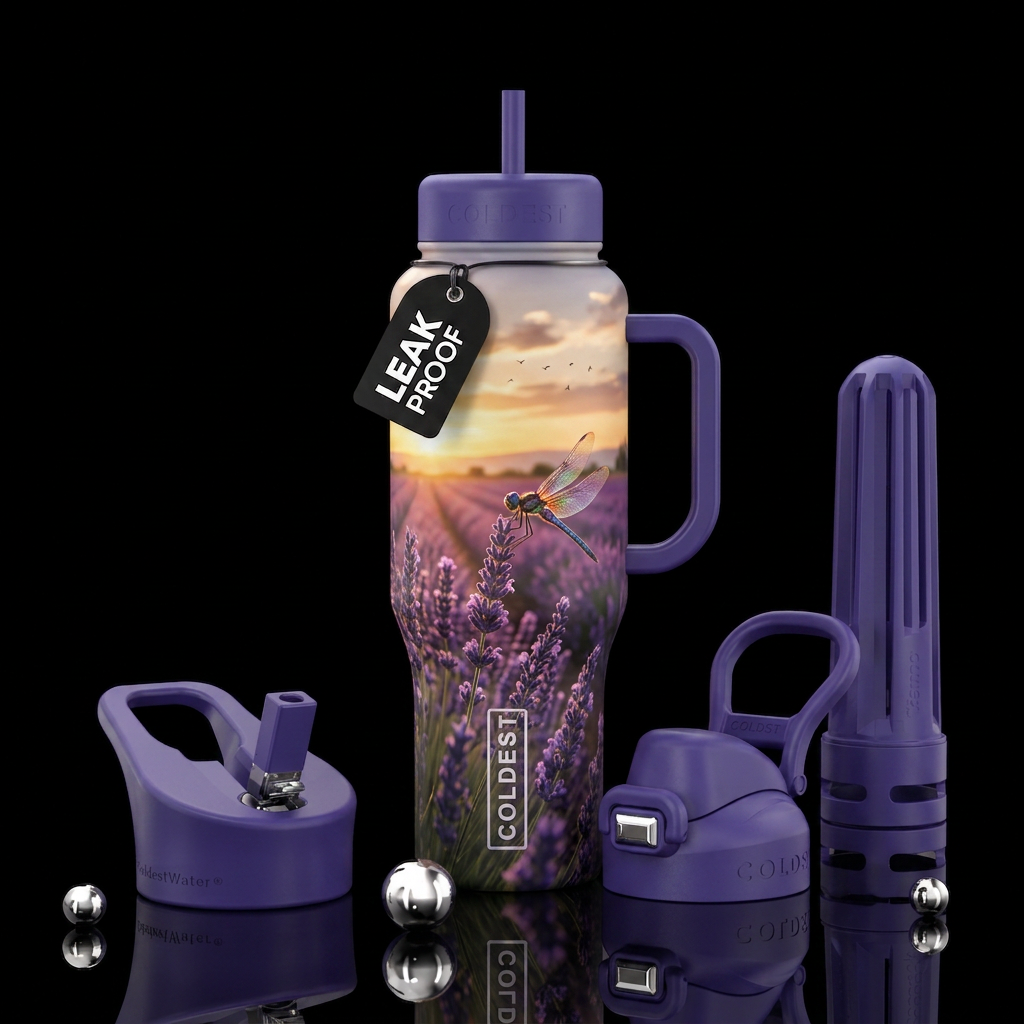 lavender field water bottle design