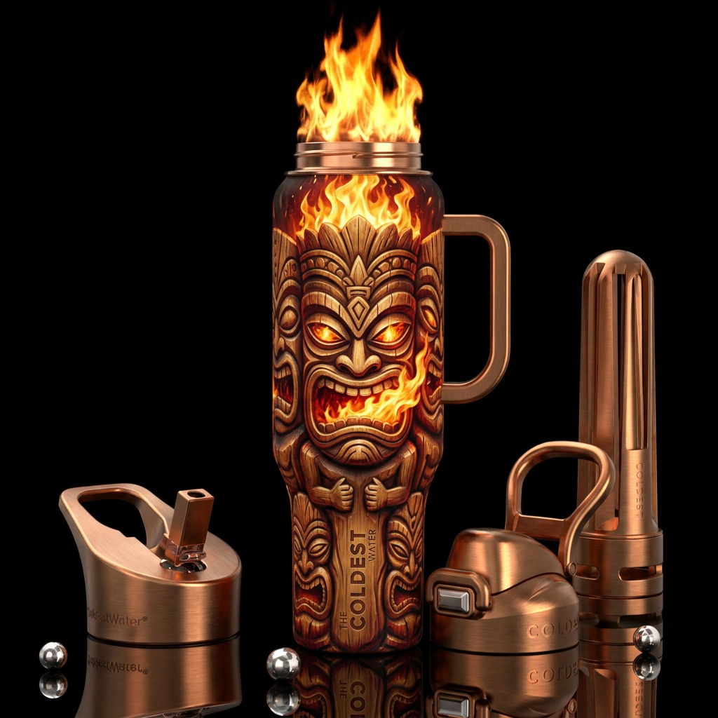 Tiki water bottle design